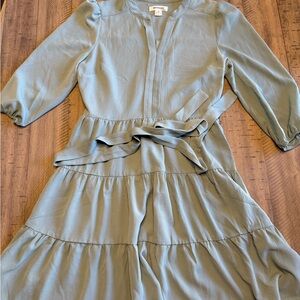 Monteau Teal Blouse with V-Neck